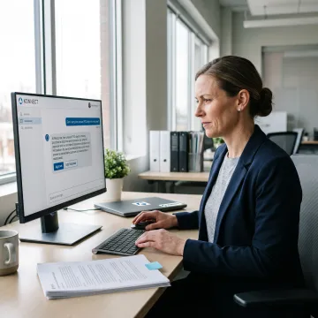 HR professional reviewing AI assistant insights