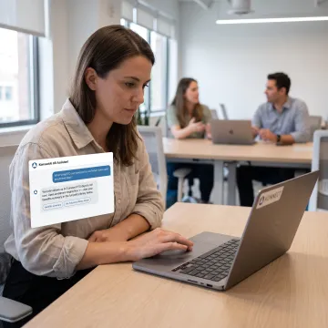 Employee using an AI HR assistant at work