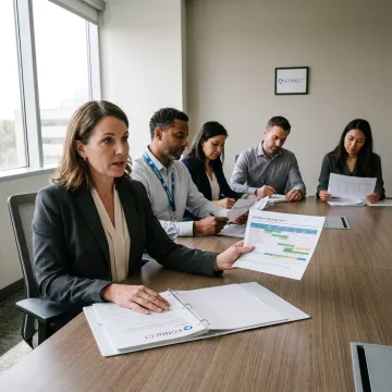 HR professional advising a healthcare leadership team