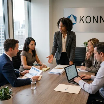 HR consultant meeting with business leaders