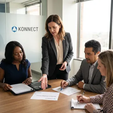 HR consultant meeting with business leaders