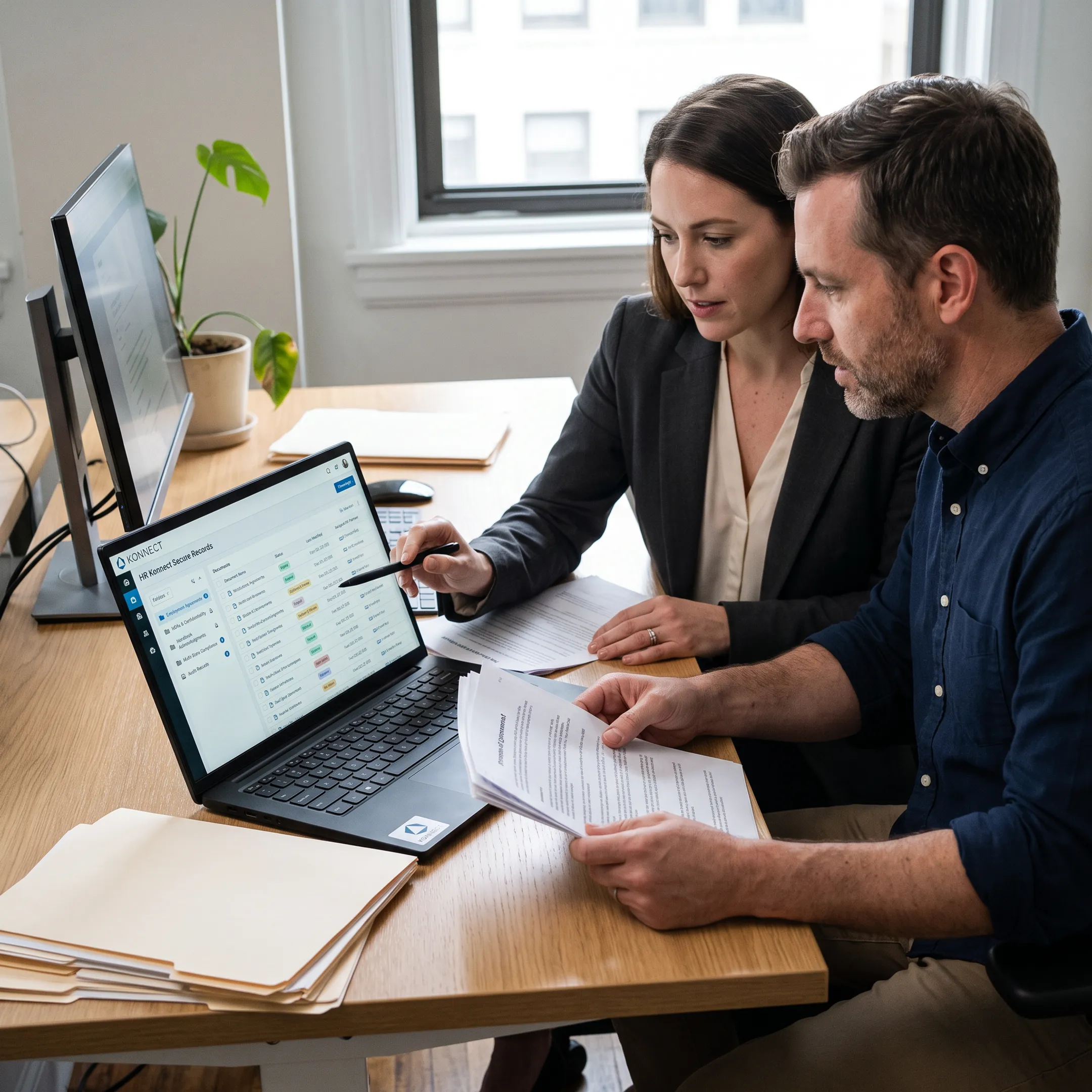 HR team organizing confidentiality agreement documents