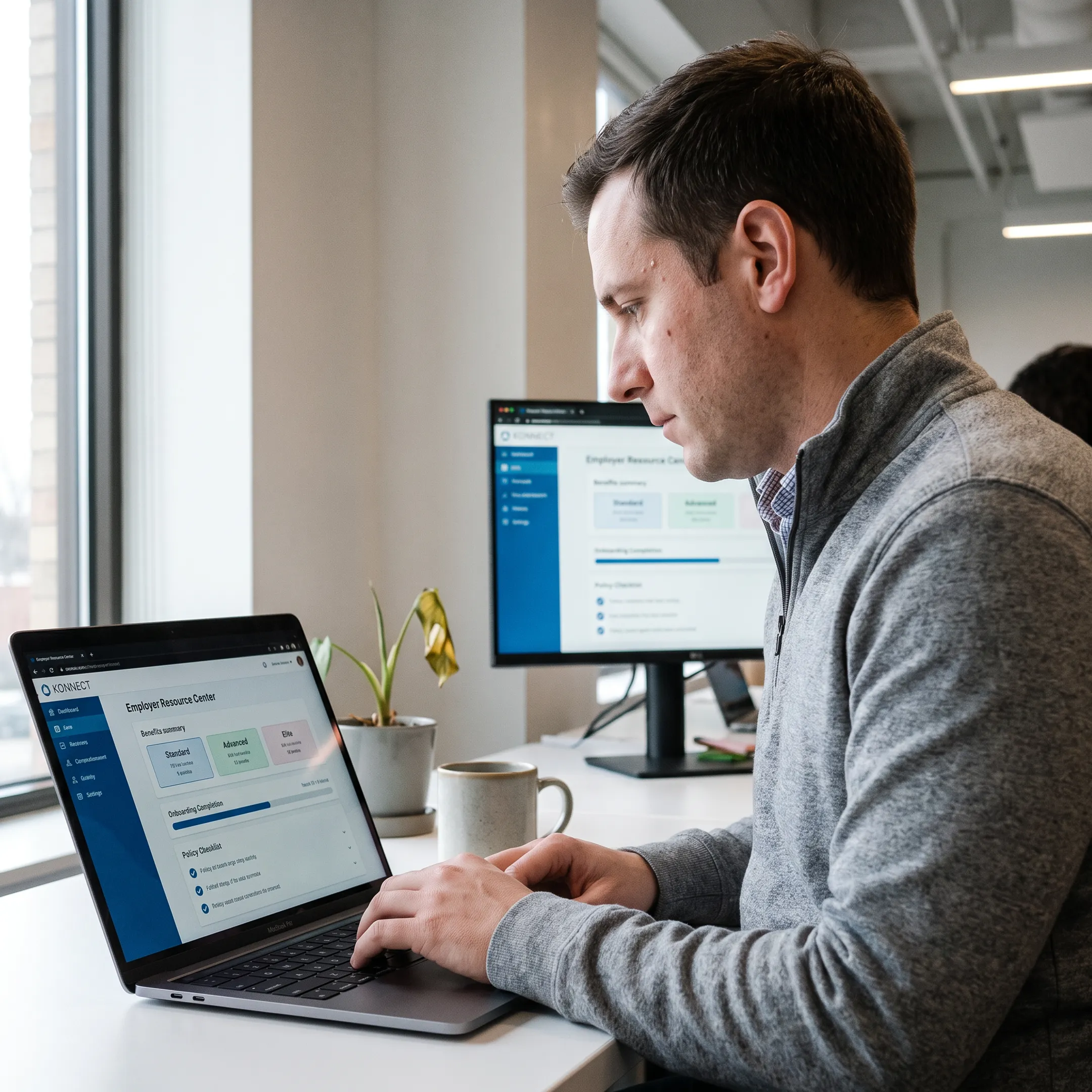 Employee using a self-service HR portal