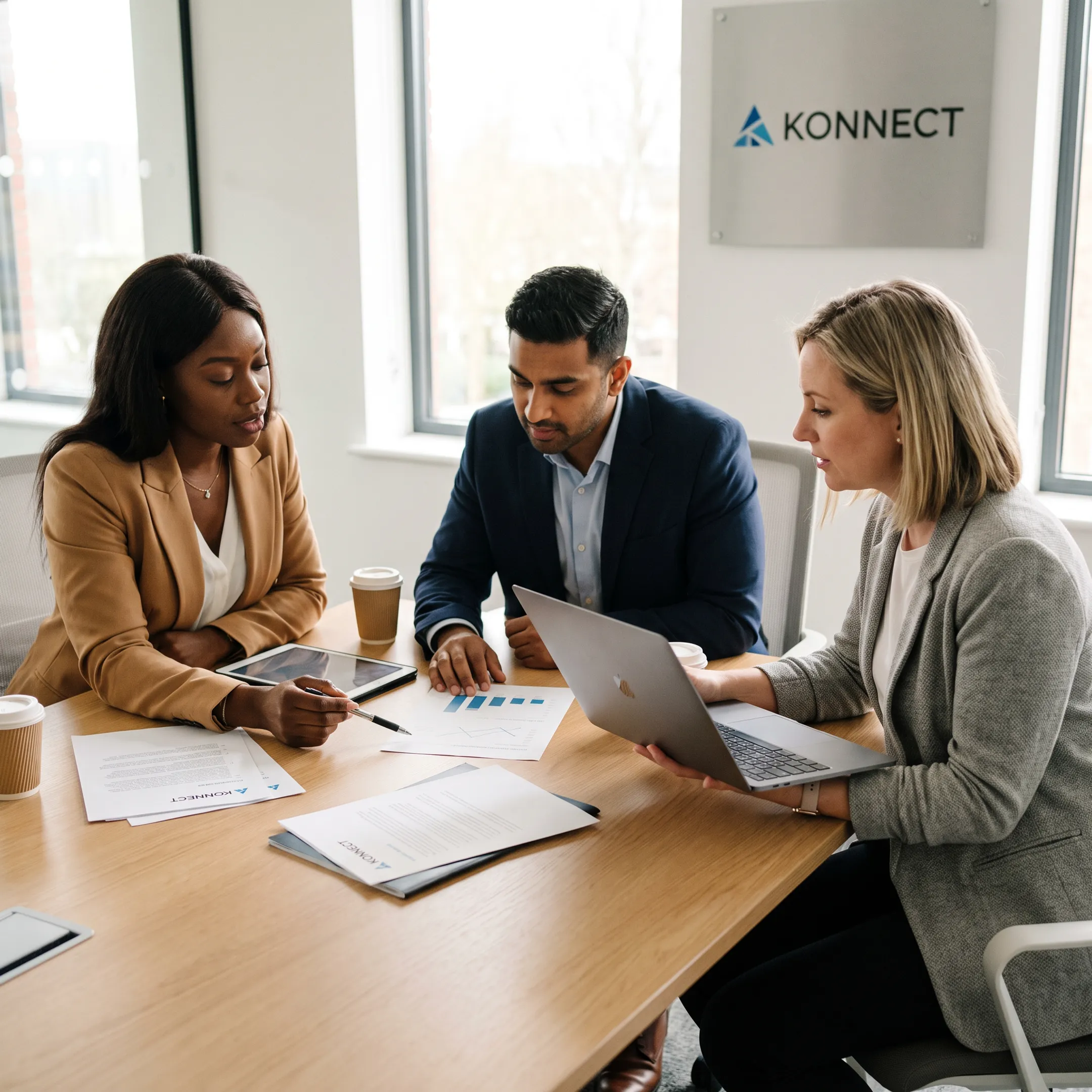 HR professionals collaborating in a modern office