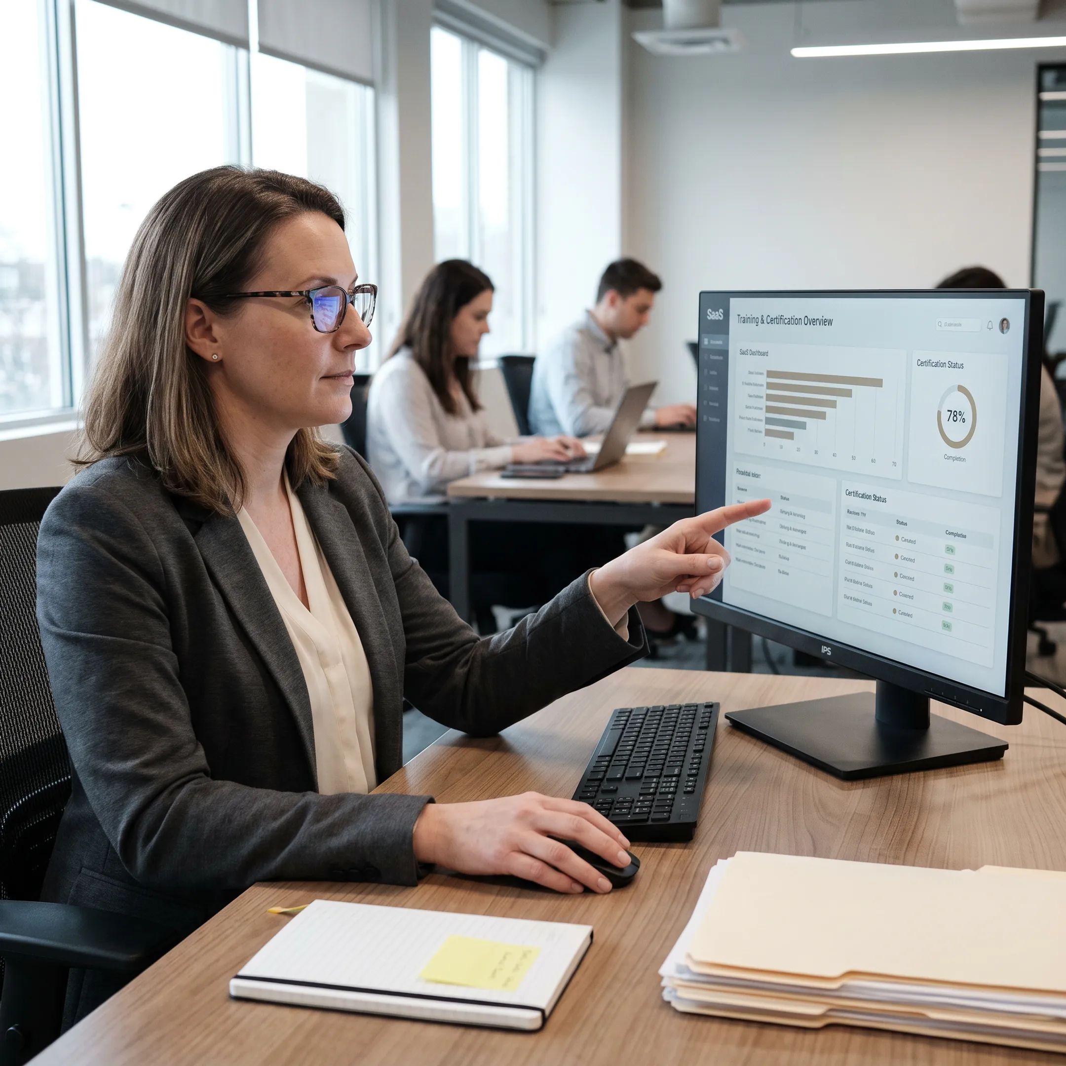 Manager reviewing employee learning progress