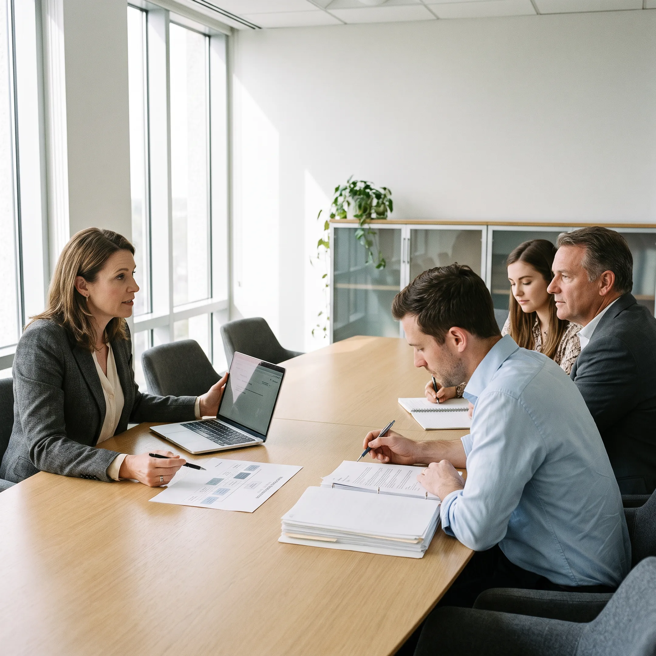 HR professionals collaborating with a business leader