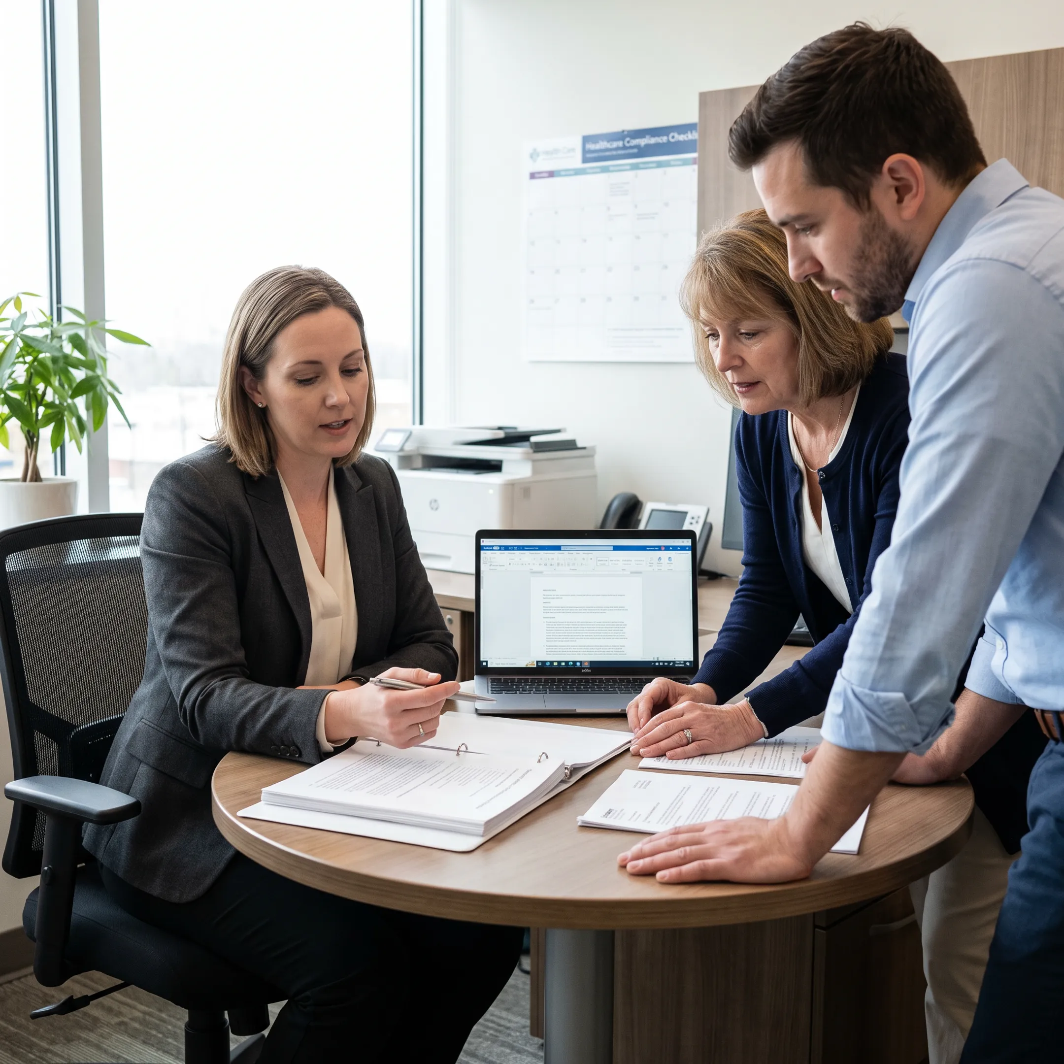 HR professional consulting with medical practice leaders