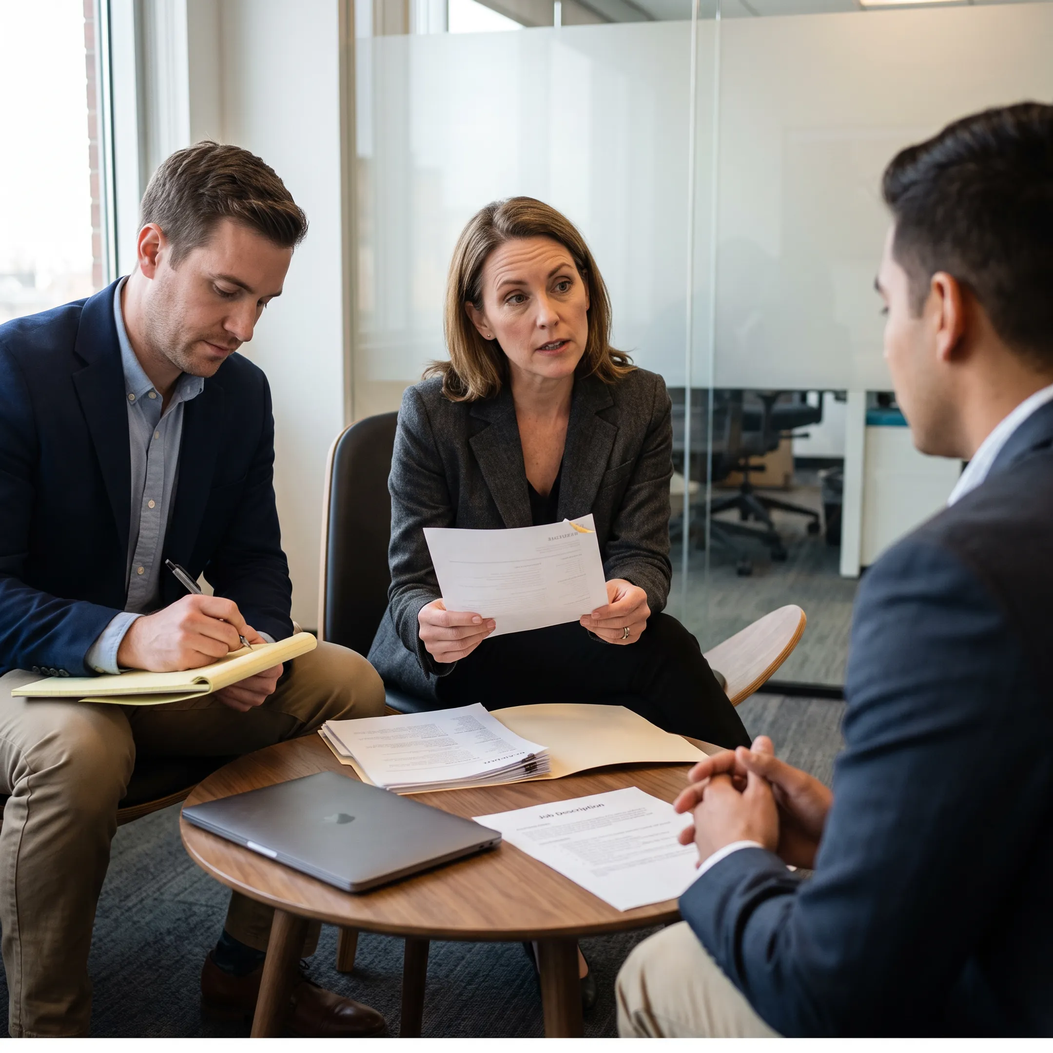 Hospitality recruitment team interviewing a hotel candidate