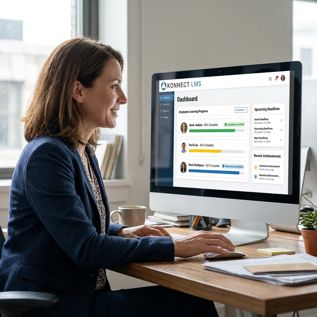 Manager reviewing employee training progress