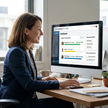 Manager reviewing employee training progress
