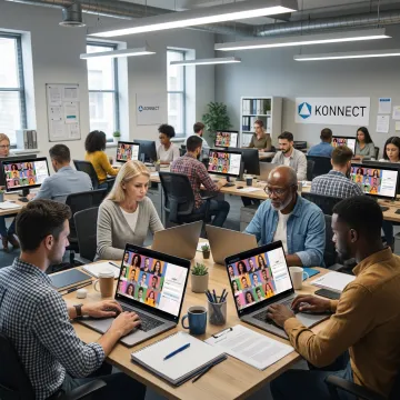 Employees completing online compliance training
