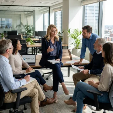 HR professional meeting with a small business team