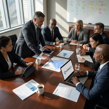 Executive leaders collaborating during a development workshop