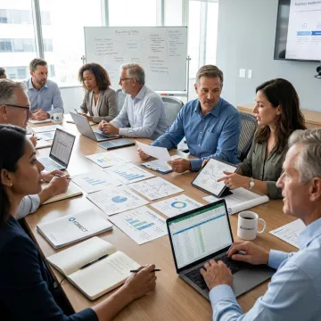 Business leaders collaborating in a professional training workshop