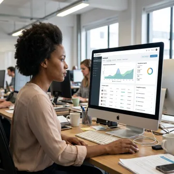 Manager reviewing employee training progress dashboard