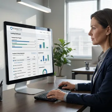 Manager reviewing employee training progress
