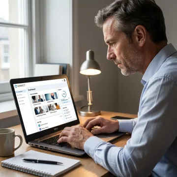 Employee using an online leadership learning platform