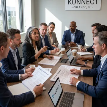 HR consultant meeting with business leaders