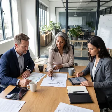 HR advisor discussing workplace strategy with leaders