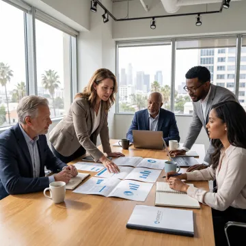HR consultant meeting with business leaders