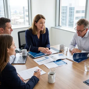 HR advisor reviewing employee strategy with leaders