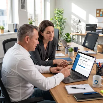 Employee using digital HR support with an HR advisor