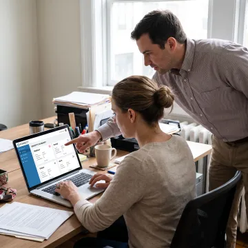 Employee using an HR self-service platform