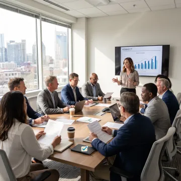 HR consultant meeting with business leaders
