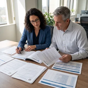 HR professional reviewing employee policy documents