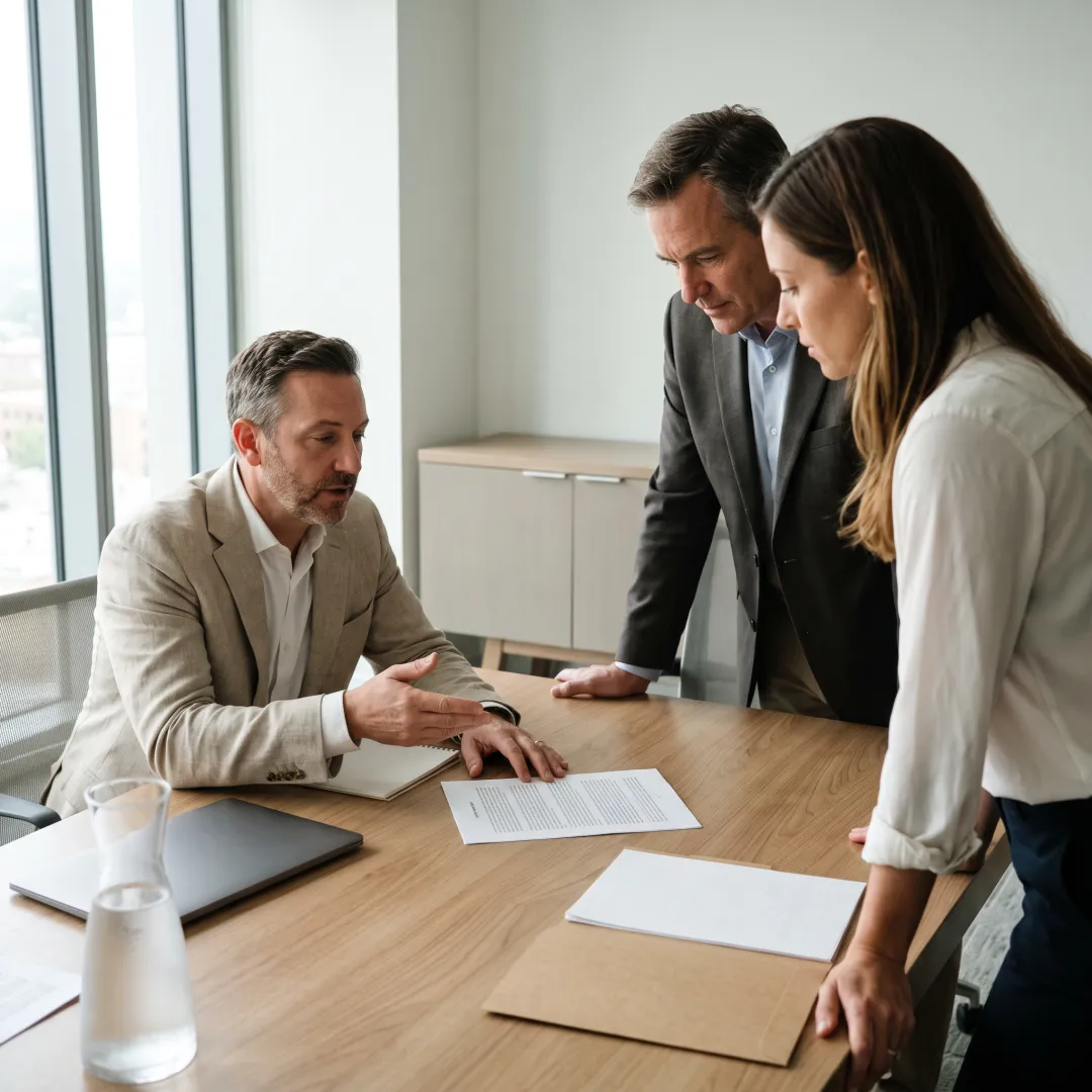 HR advisor reviewing workforce strategy with leaders