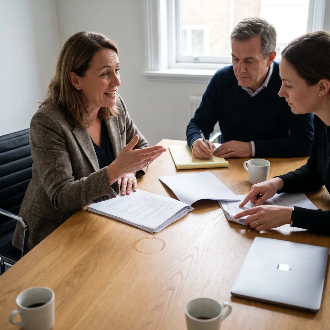 HR advisor reviewing workforce strategy with client