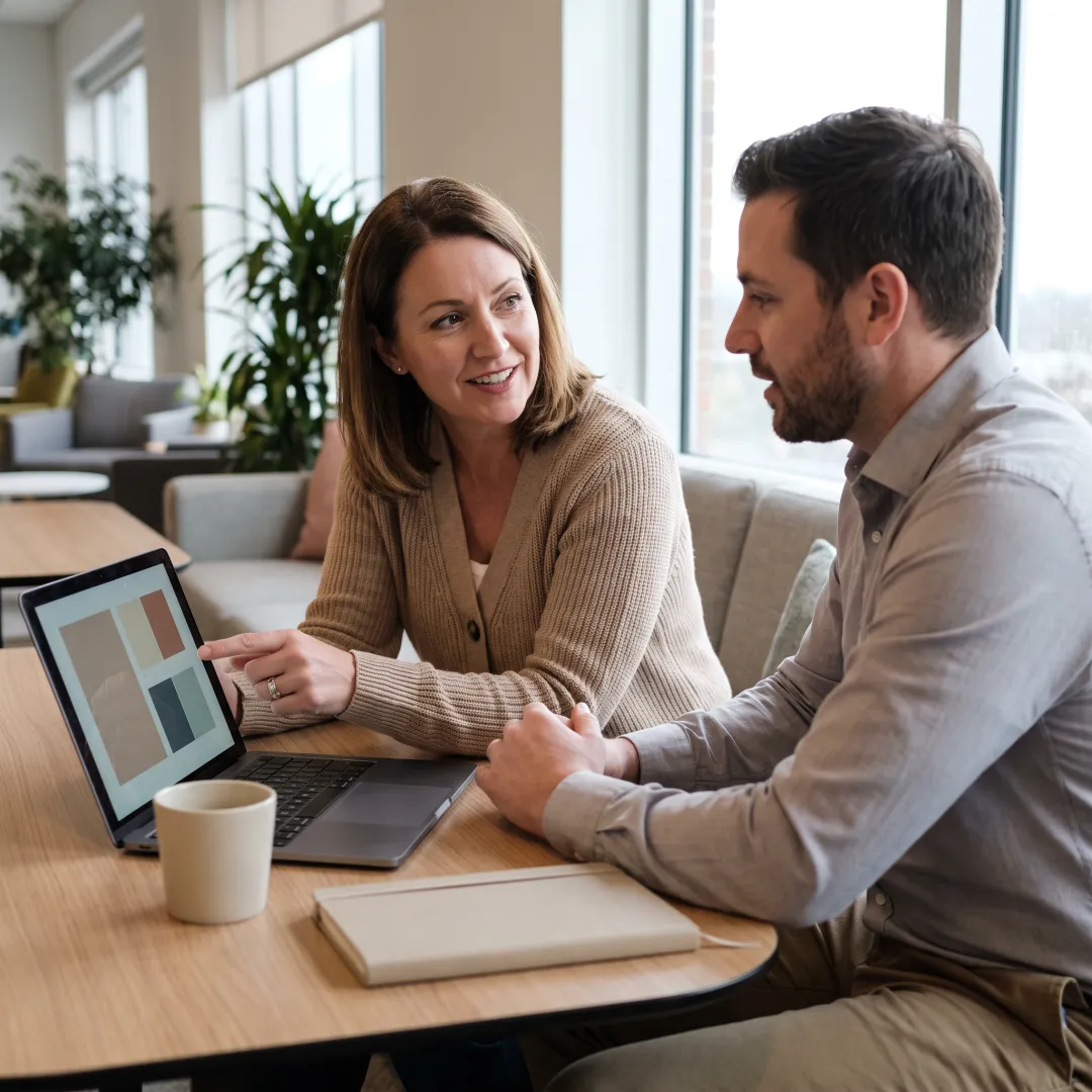 Employee using digital HR support with an HR advisor