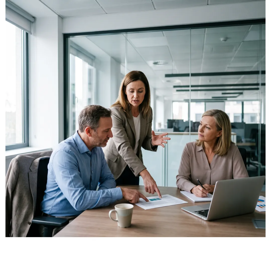 Recruiter discussing hiring strategy with client