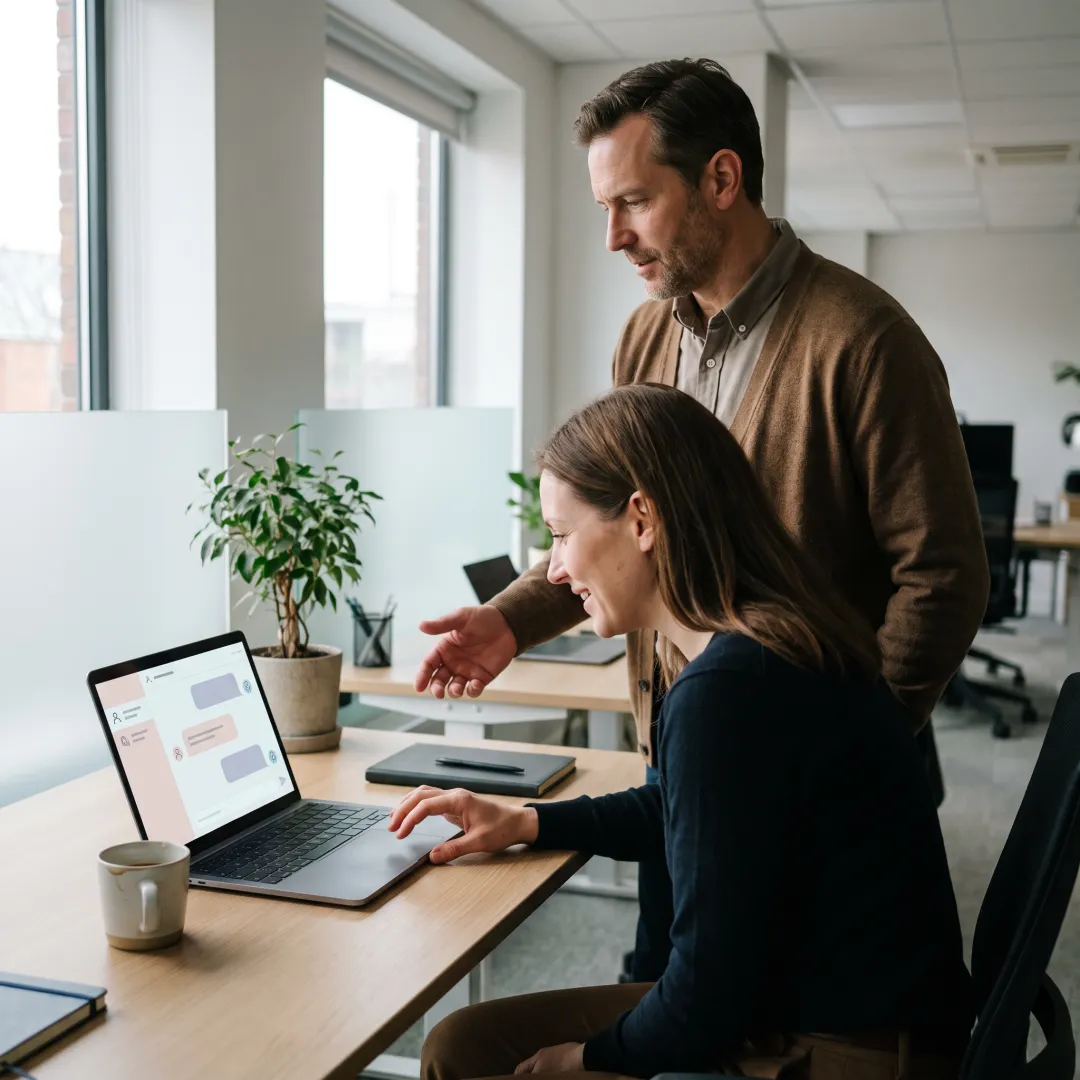 Employee accessing HR information through AI