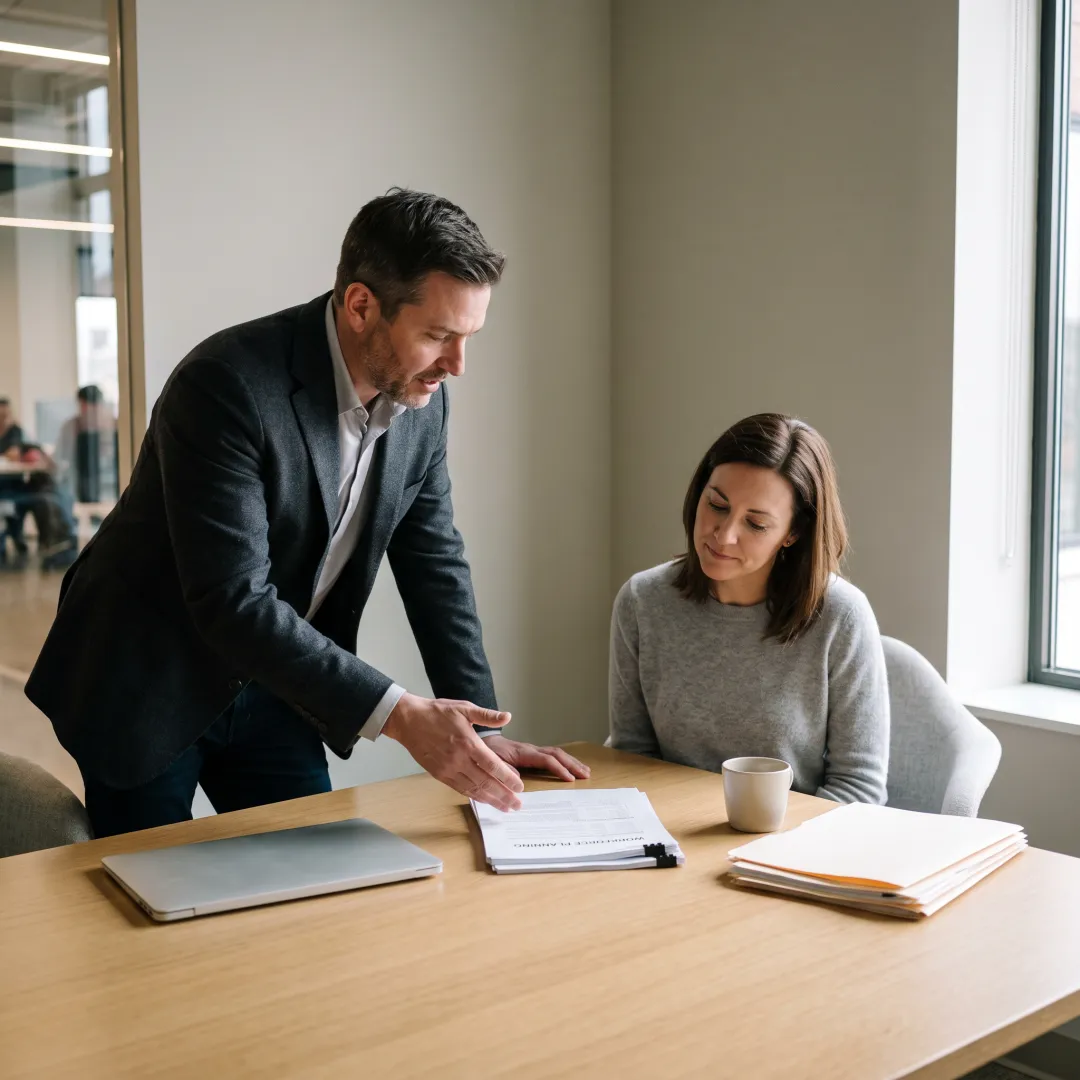 HR consultant advising a small business owner