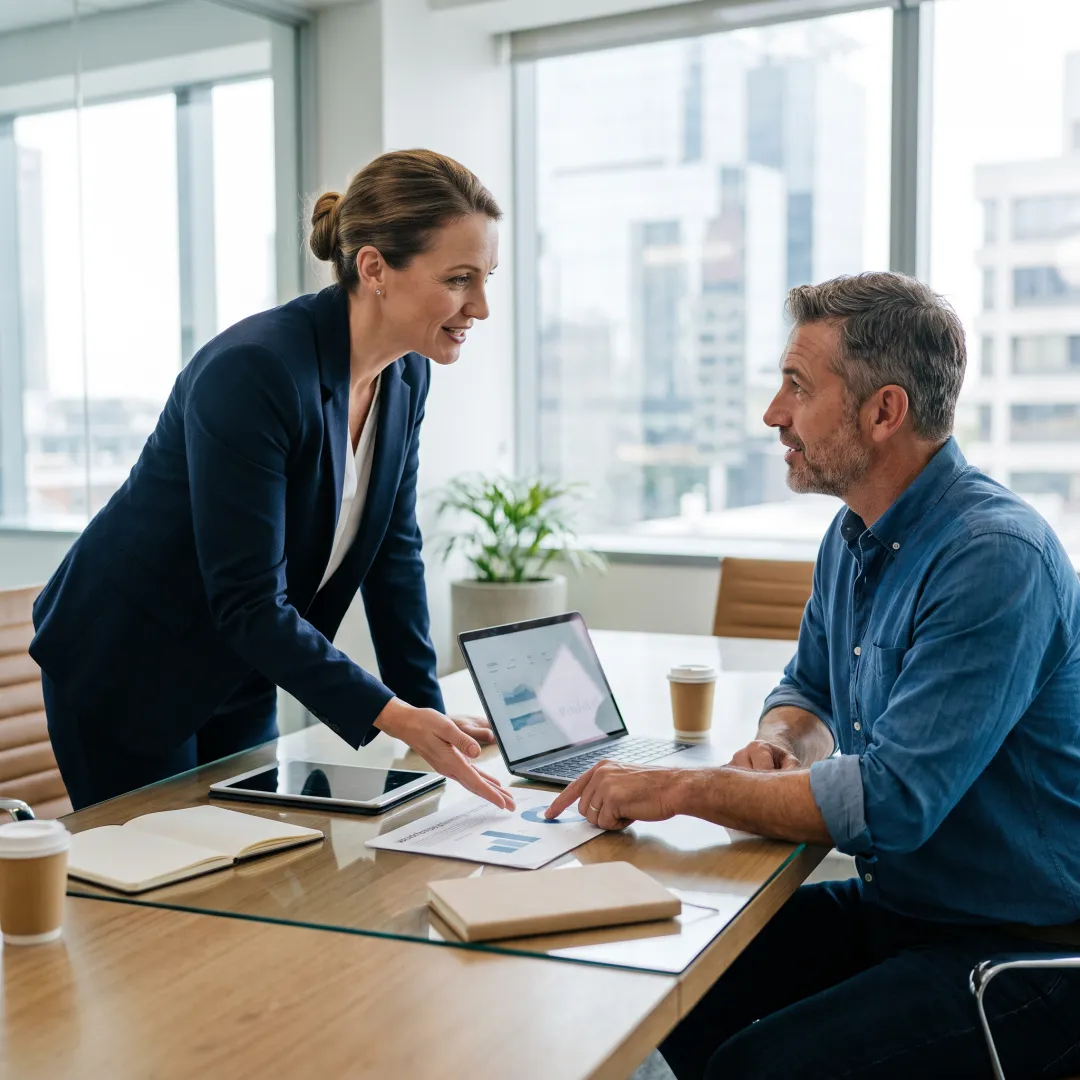 HR consultant discussing workforce strategy