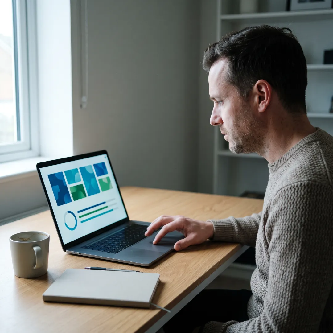Employee using an online leadership learning platform