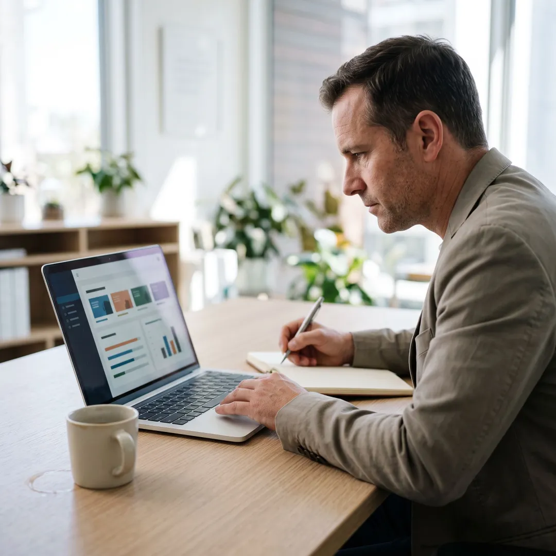 Leader reviewing an online professional development course