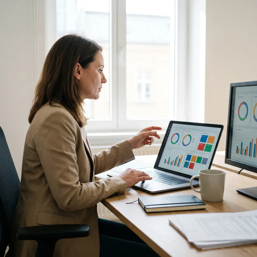 HR manager reviewing employee learning progress