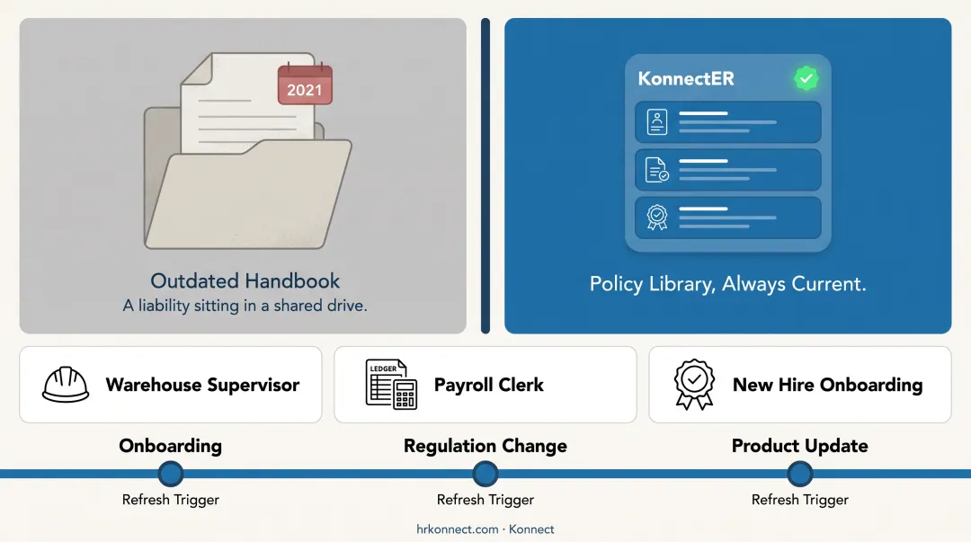 KonnectER platform centralized policy library and handbook management interface