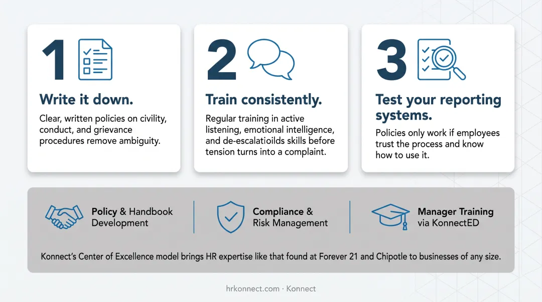KonnectED learning platform interface displaying manager training and HR resources