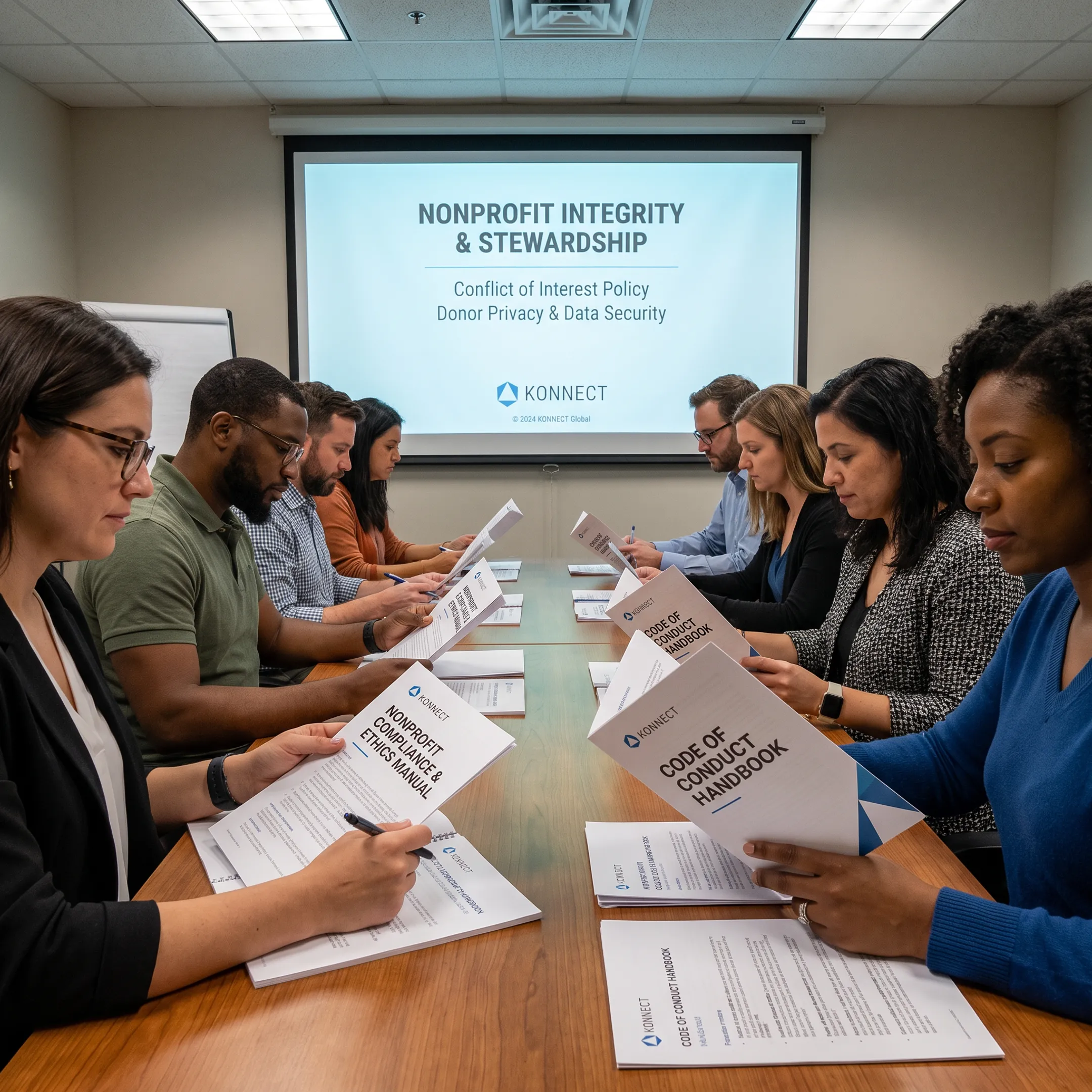 Nonprofit employees participating in ethics training