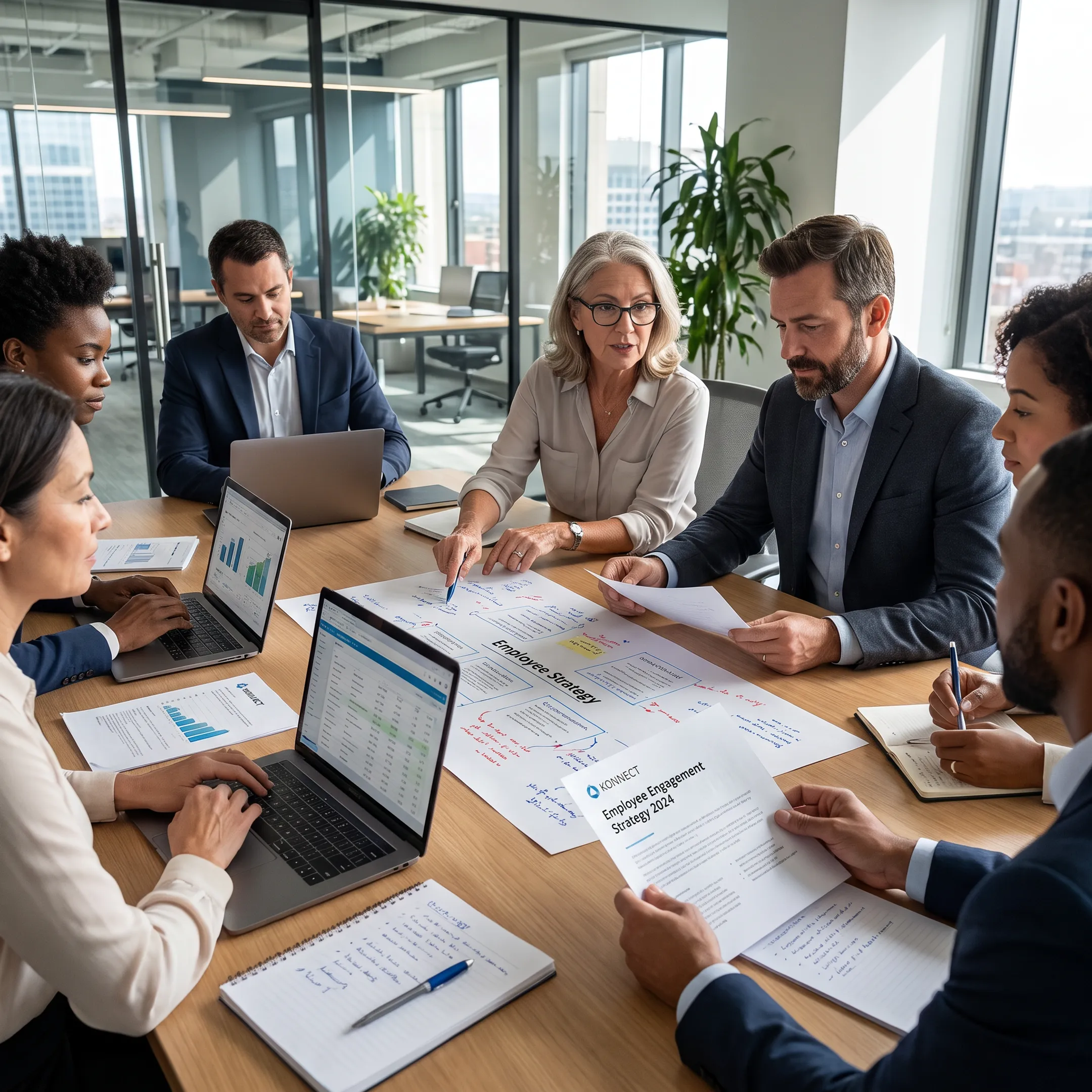 HR professionals collaborating in a modern office