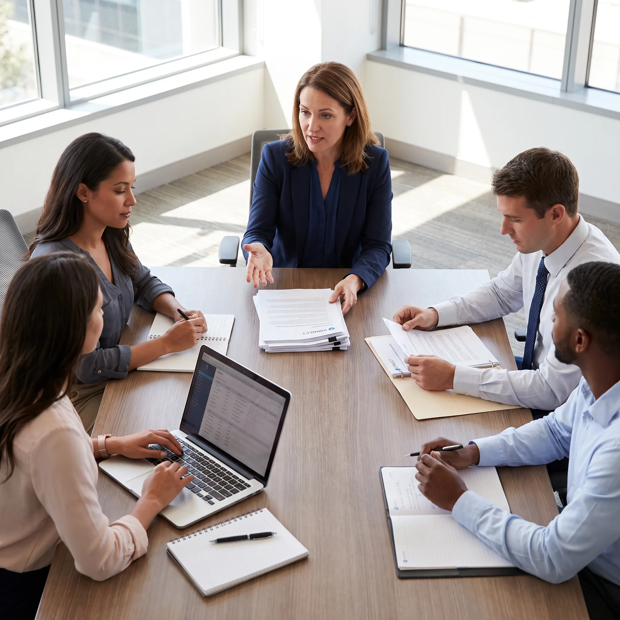 HR advisor discussing a workforce strategy with leadership team