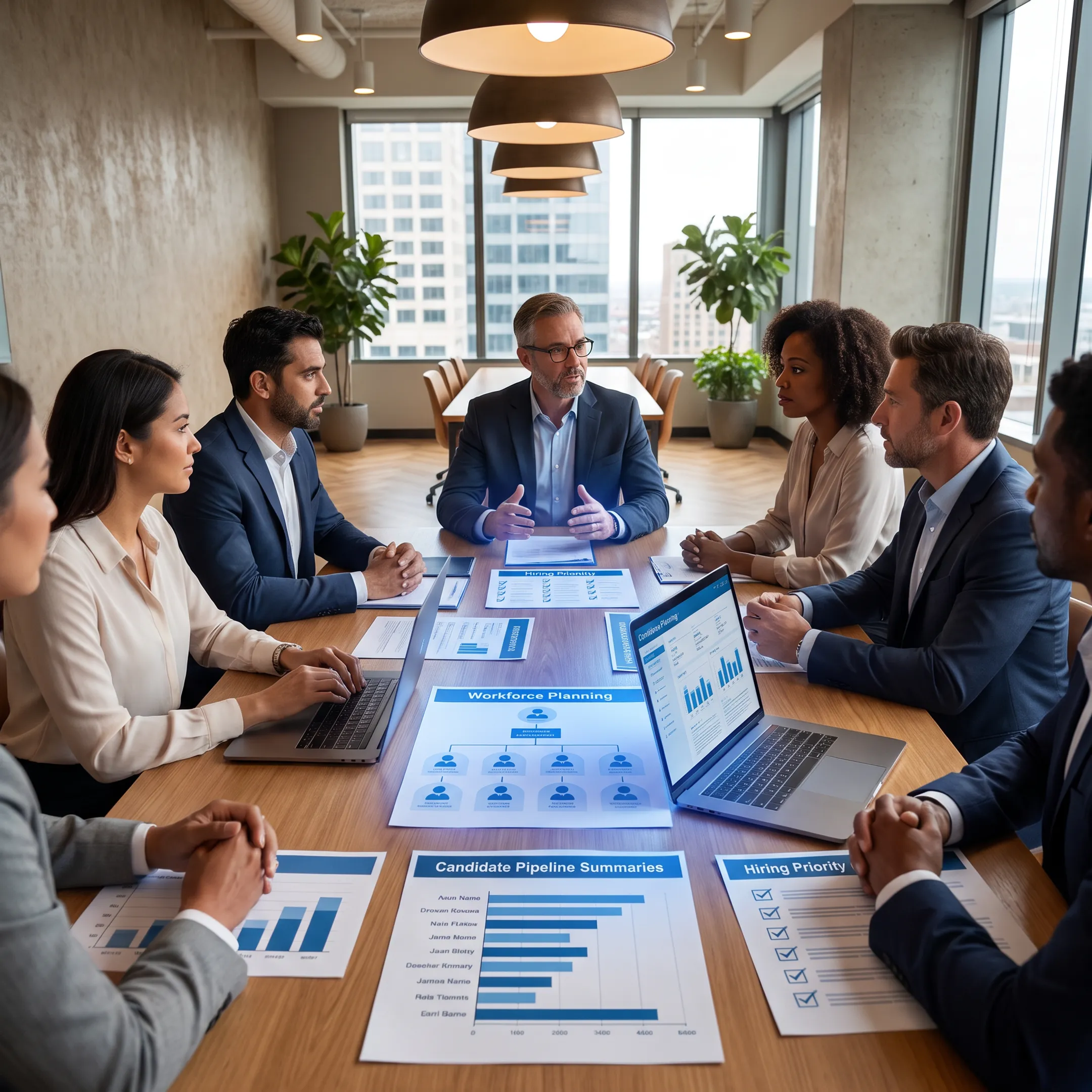 HR team reviewing a hiring strategy