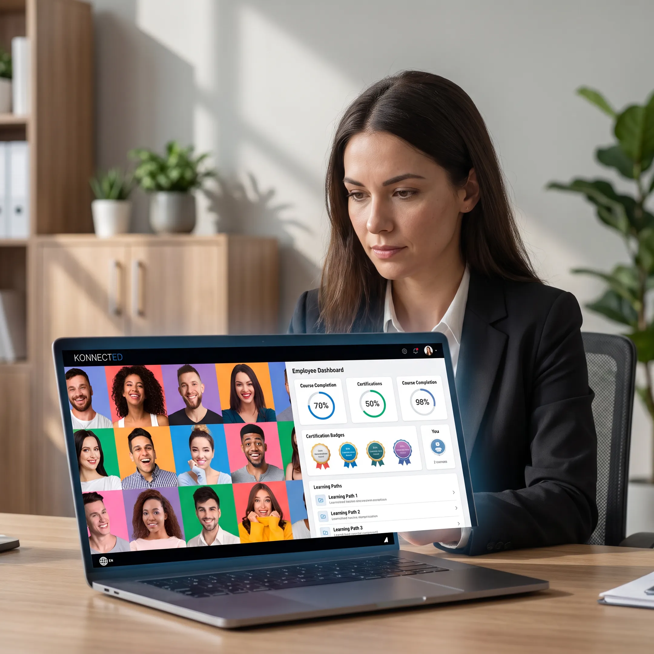 Manager reviewing employee learning progress dashboard