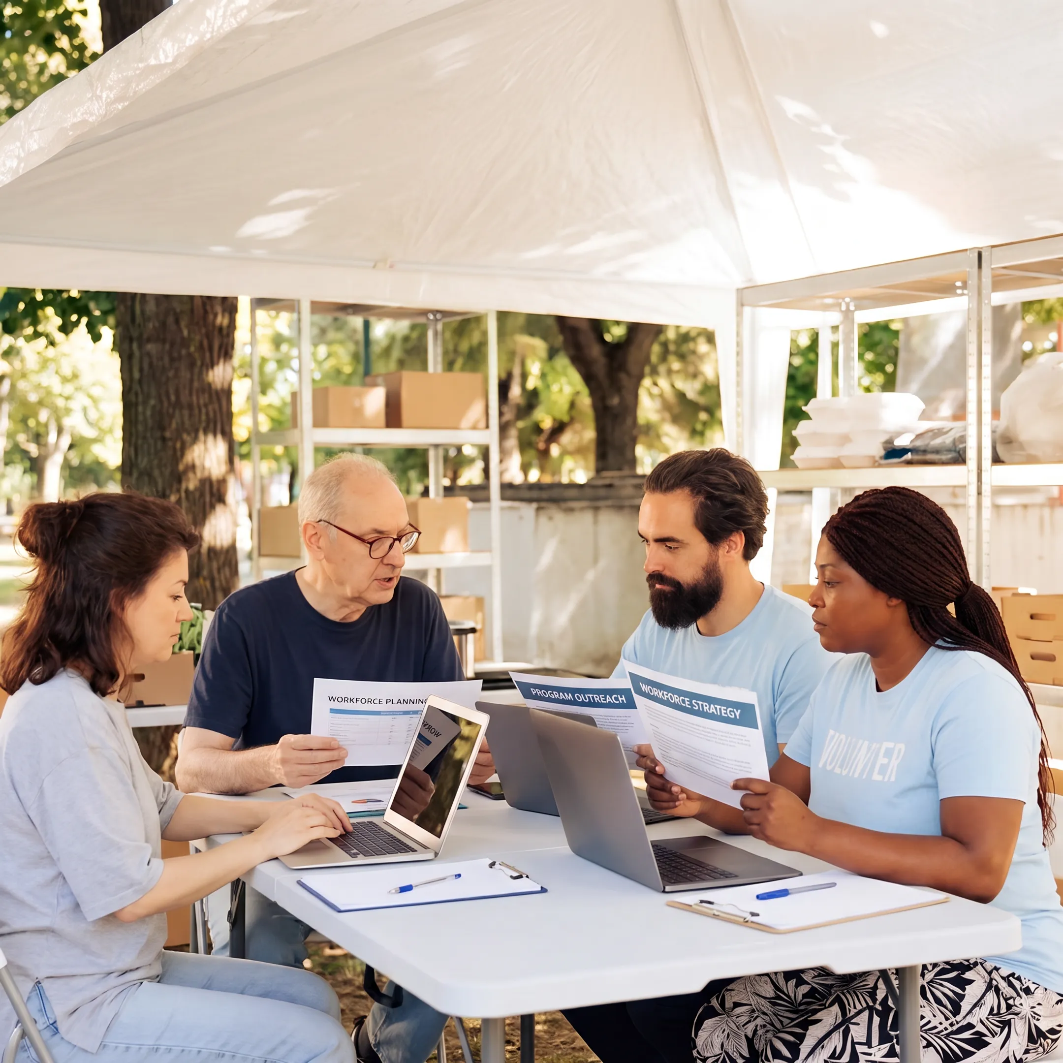 Nonprofit leaders collaborating with an HR advisor
