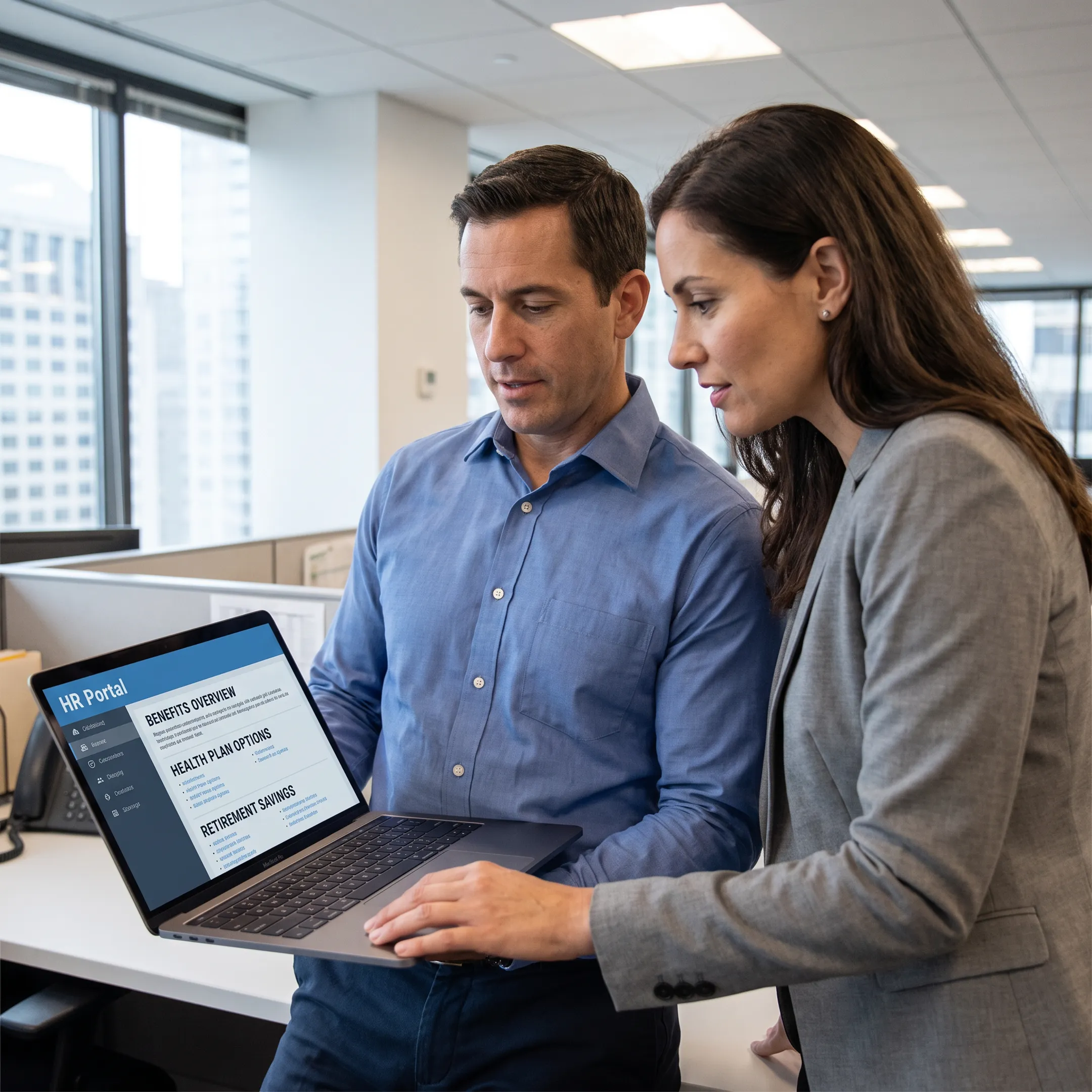 Employee using an HR self-service portal