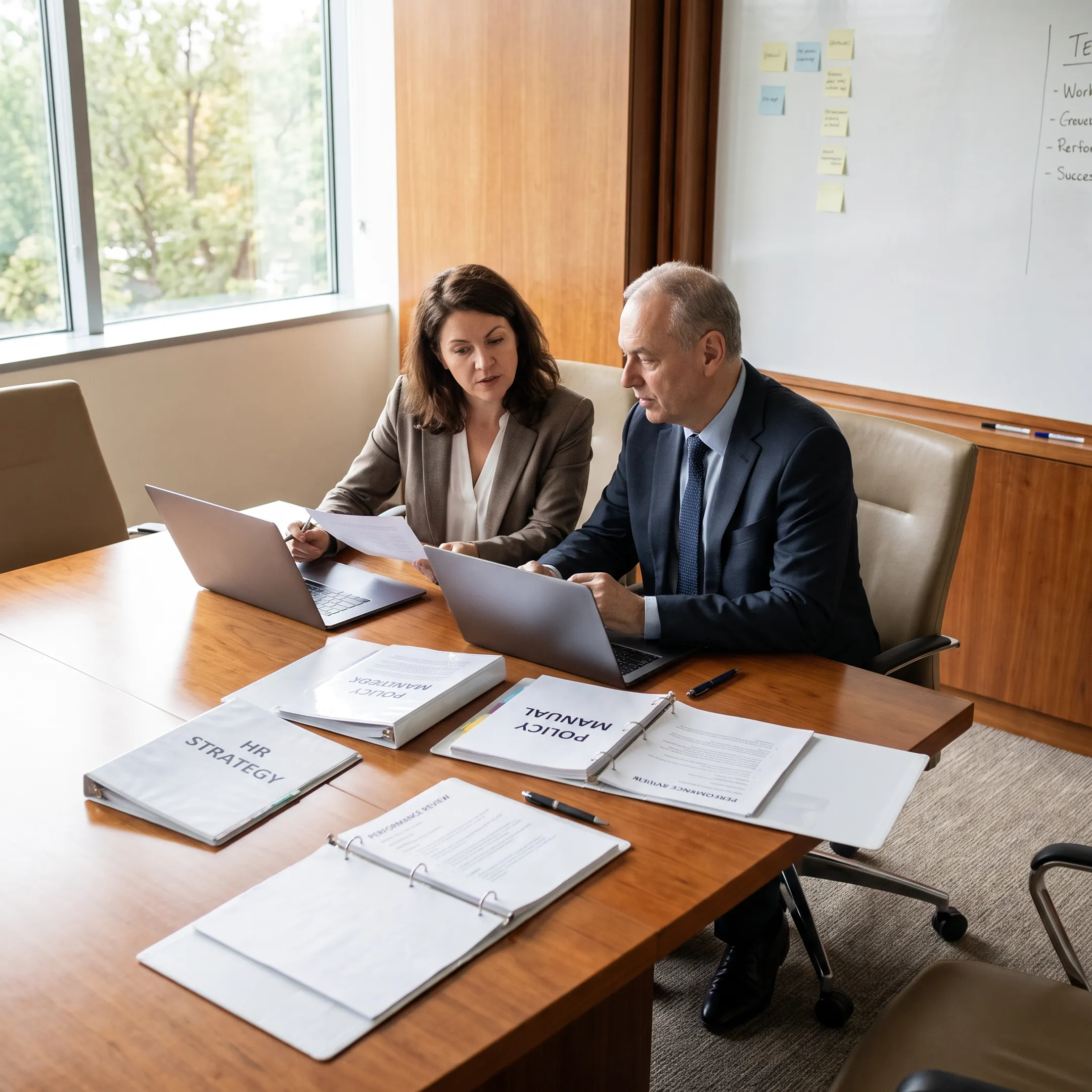 HR advisor discussing workforce strategy with a business leader