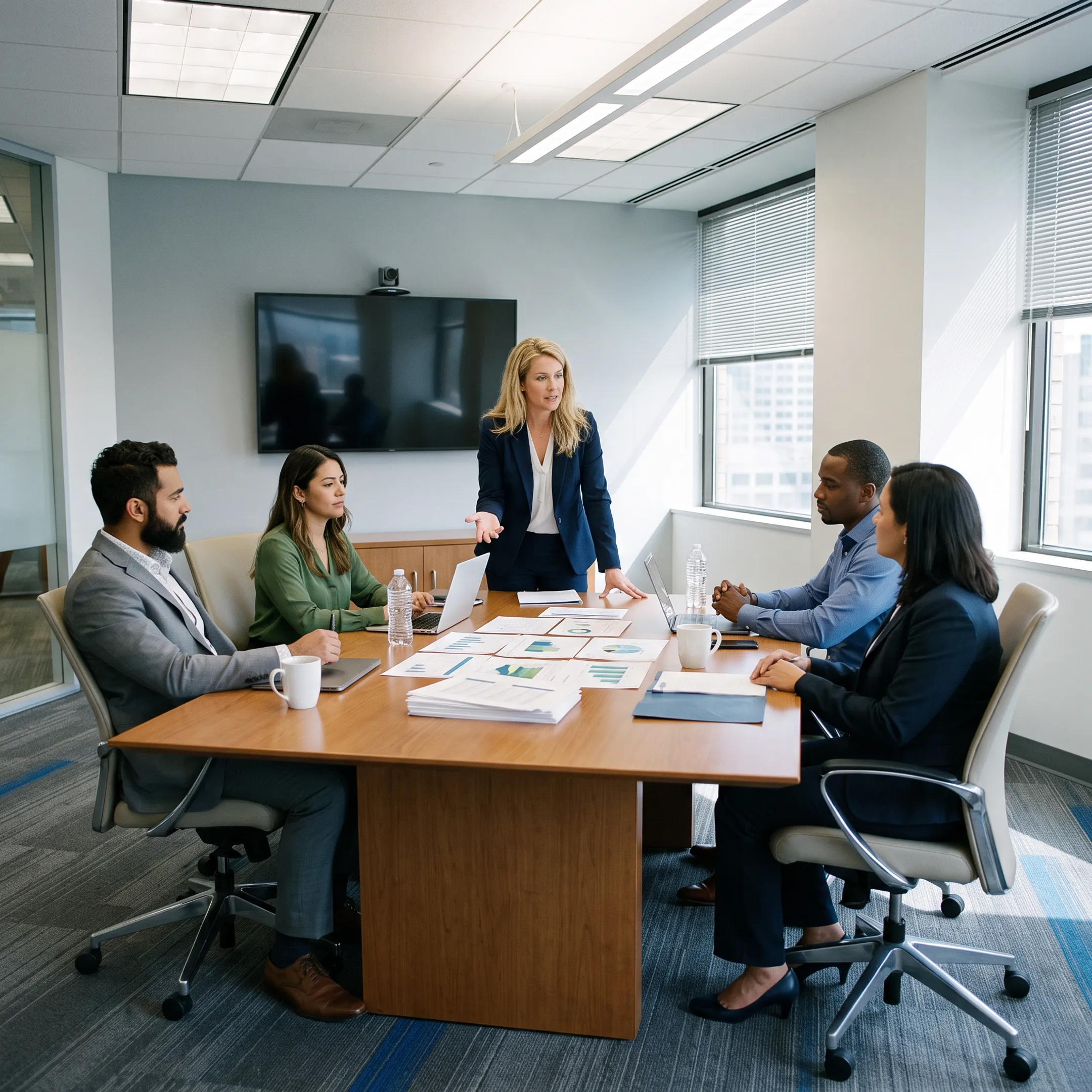 HR professional meeting with business leaders